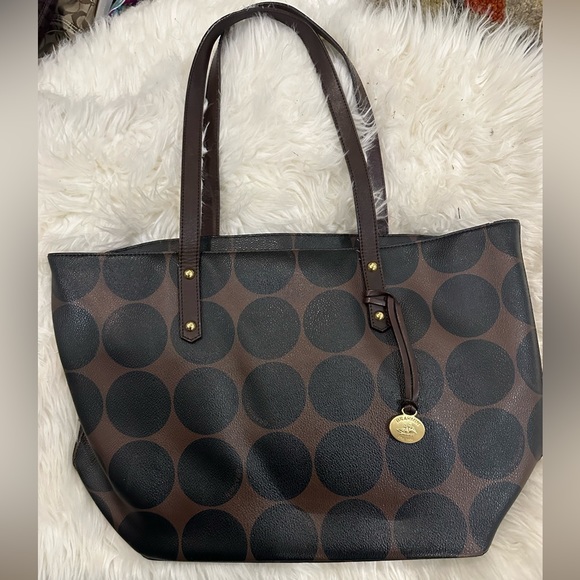 Black and Brown Polka dot Brahmin Tote - Picture 1 of 5